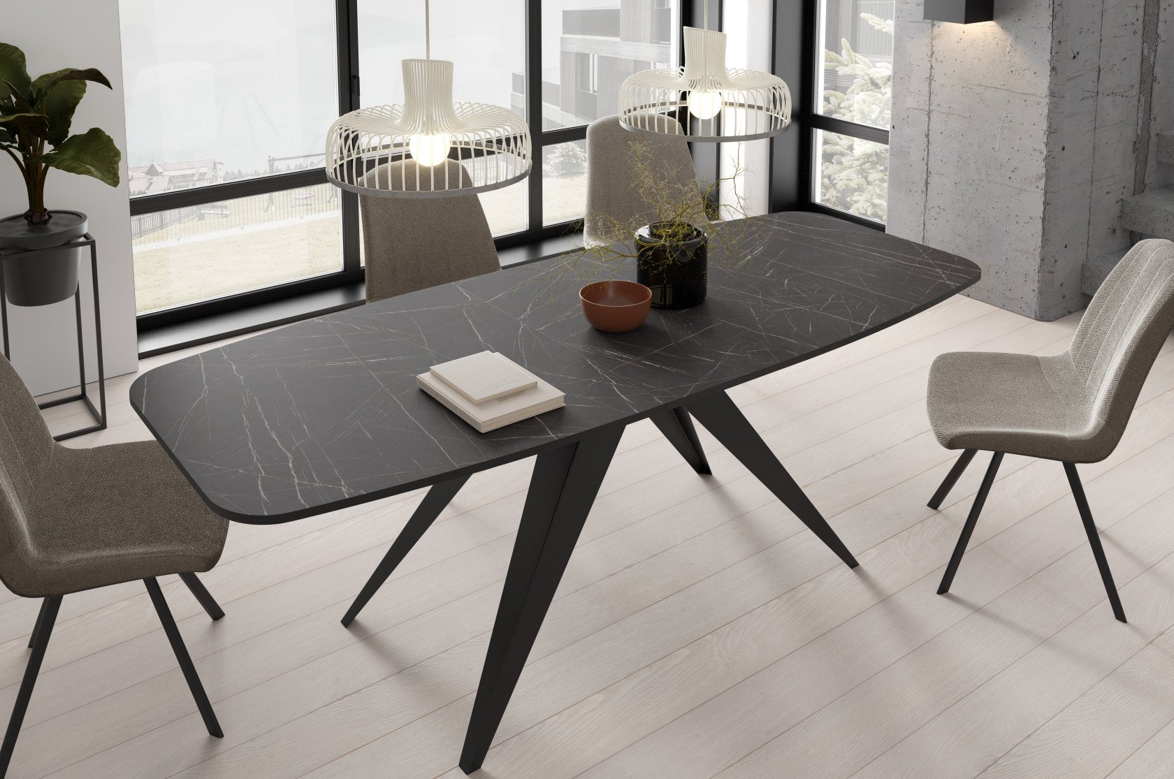 Galds Fery 76/160/80; 76/180/90 cm Krafts zelts ozols/kašmirs - N1 Home