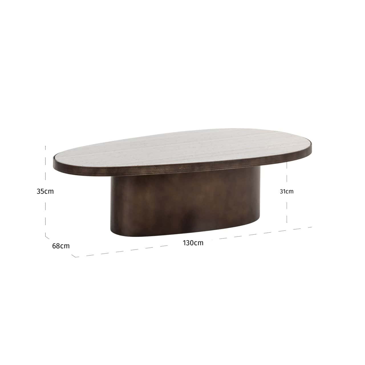 Kafijas galds Biloxi Richmond Interiors 130/35/68 cm brūns - N1 Home