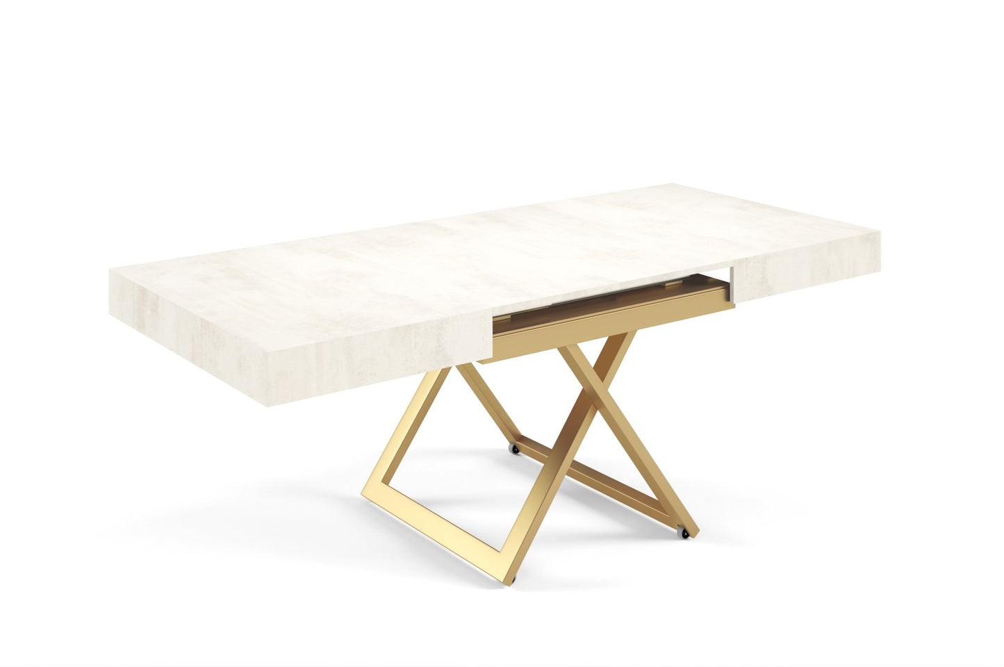 Galds Tiks U 27-80/120-200/80 cm balts hromix/zelts - N1 Home