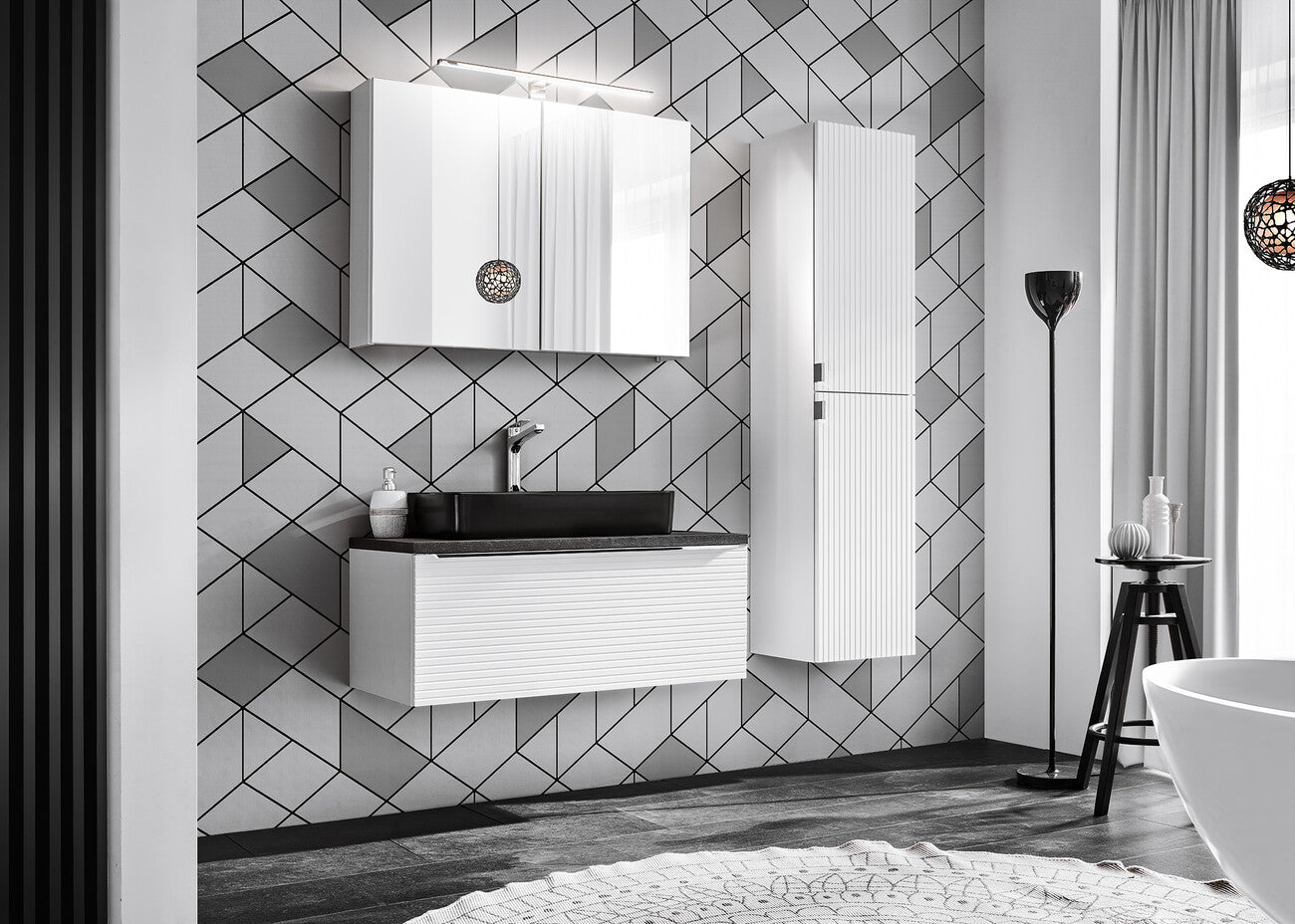 Vannas istabas skapīs Leo 60; 90/65/16.8 cm balts - N1 Home