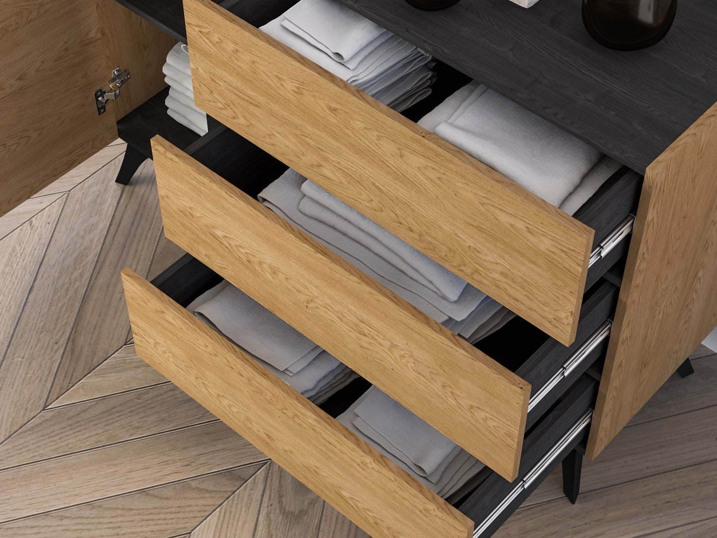 Kumode Toskana 120/82/38 cm ozols/melns