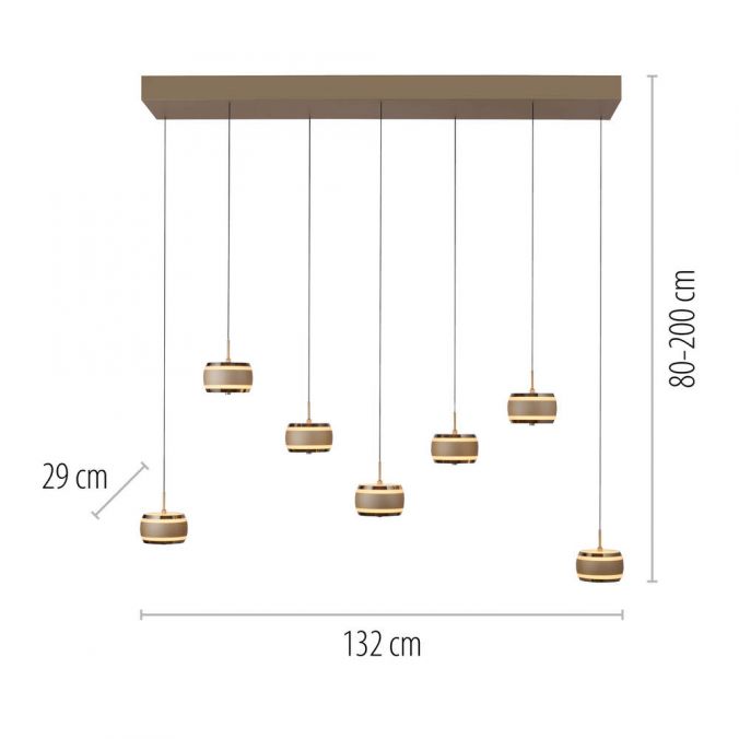 Piekaramā lampa PURE Falling Rings 200/22/132 cm bronza/tumšs hroms