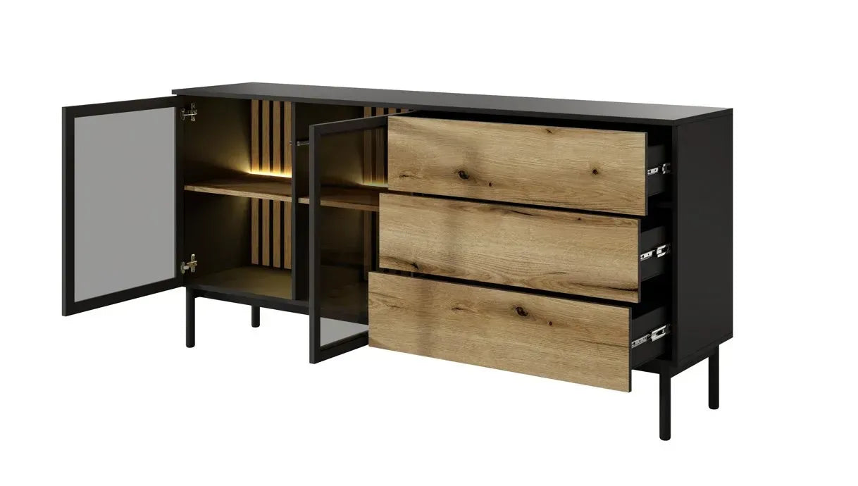 Kumode Langy 149/84/39 cm evok ozols/melns - N1 Home