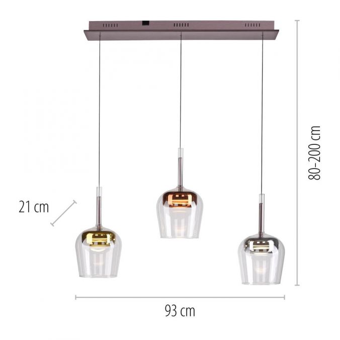 Piekaramā lampa Q-KON 200/21/93 cm melns