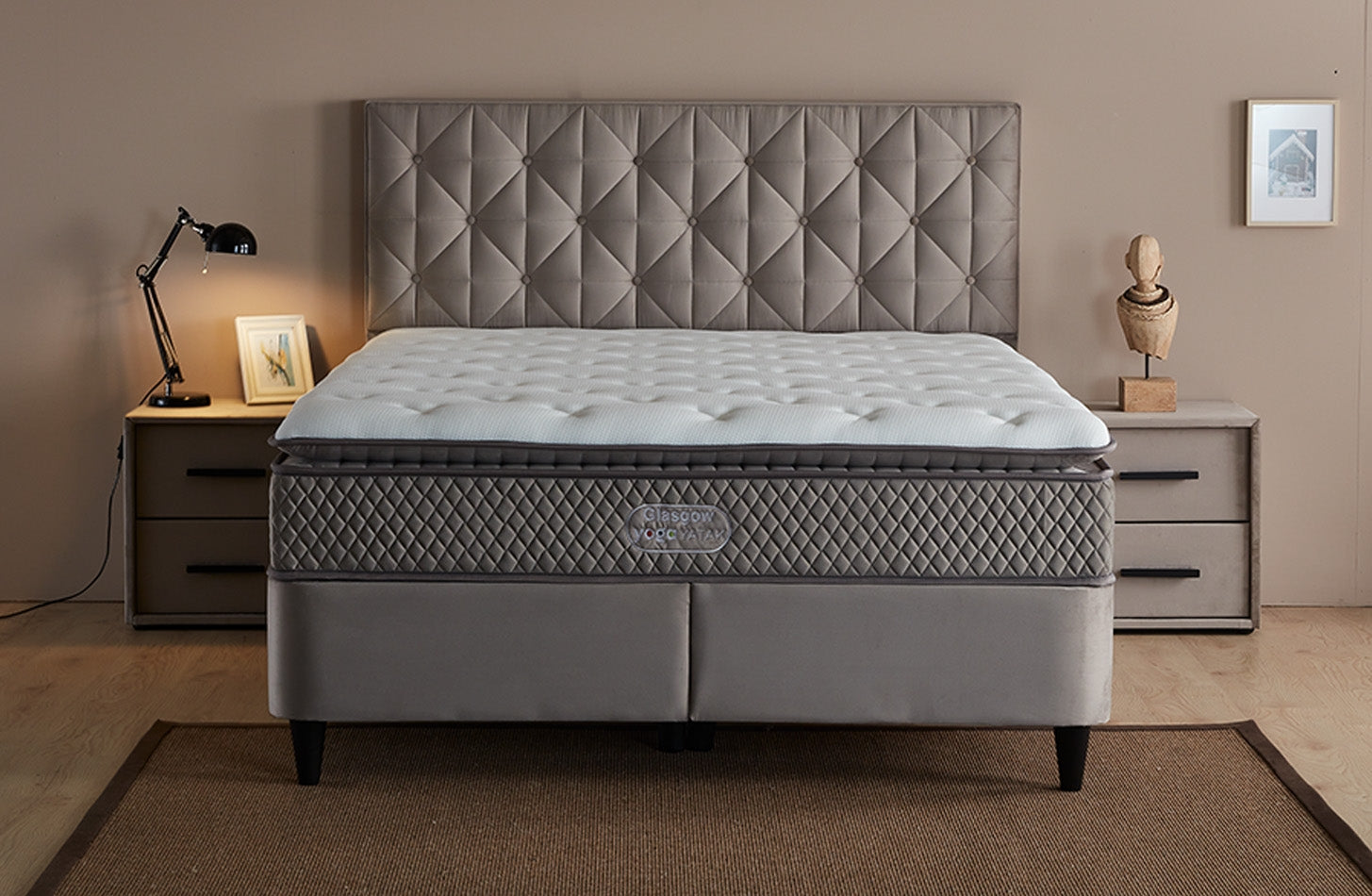 Gulta Glazos 90/120/140/160/180 x 200 cm pelēks - N1 Home