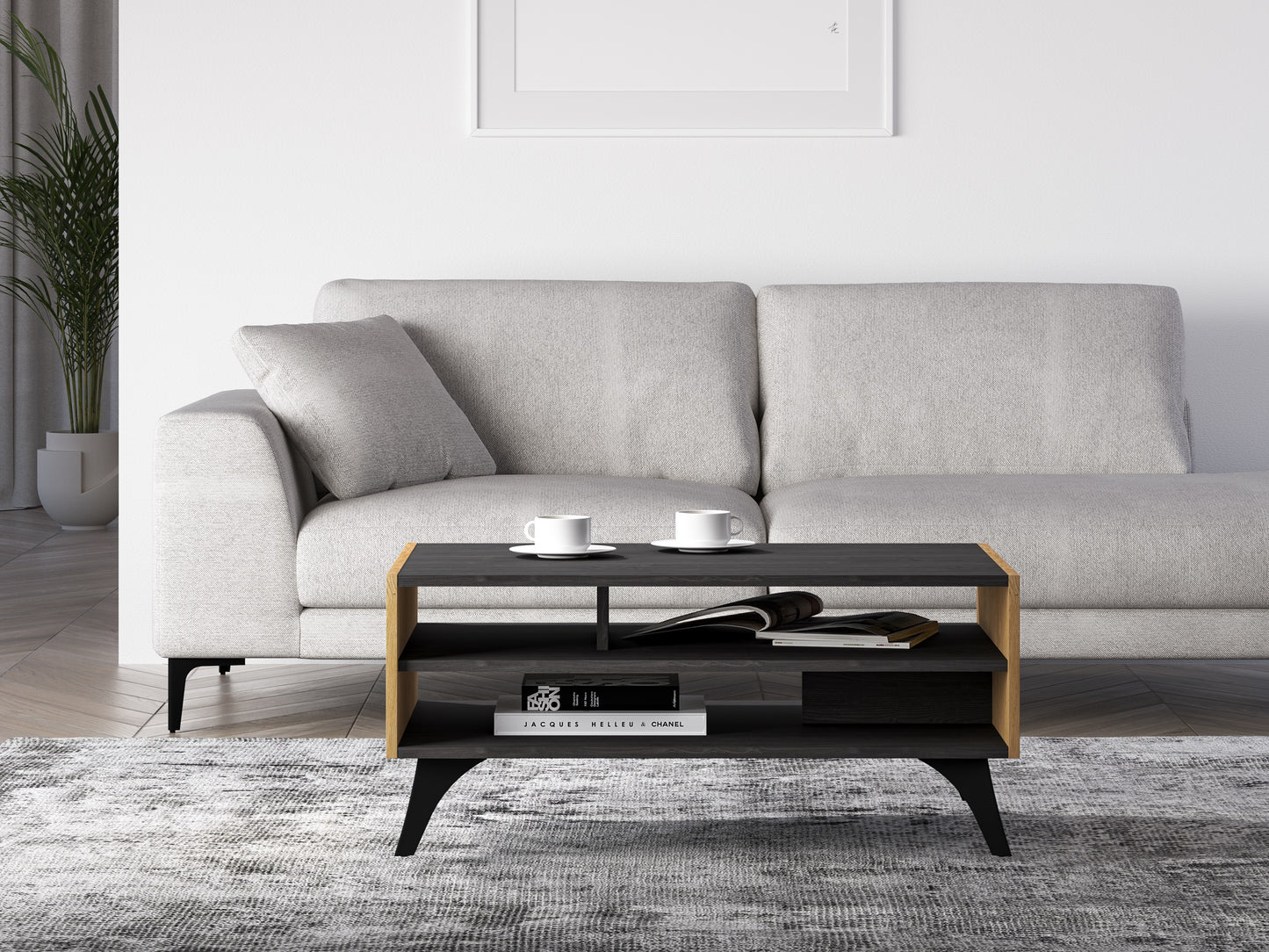 Kafijas galds Toskana 90/40/60 cm ozols/melns