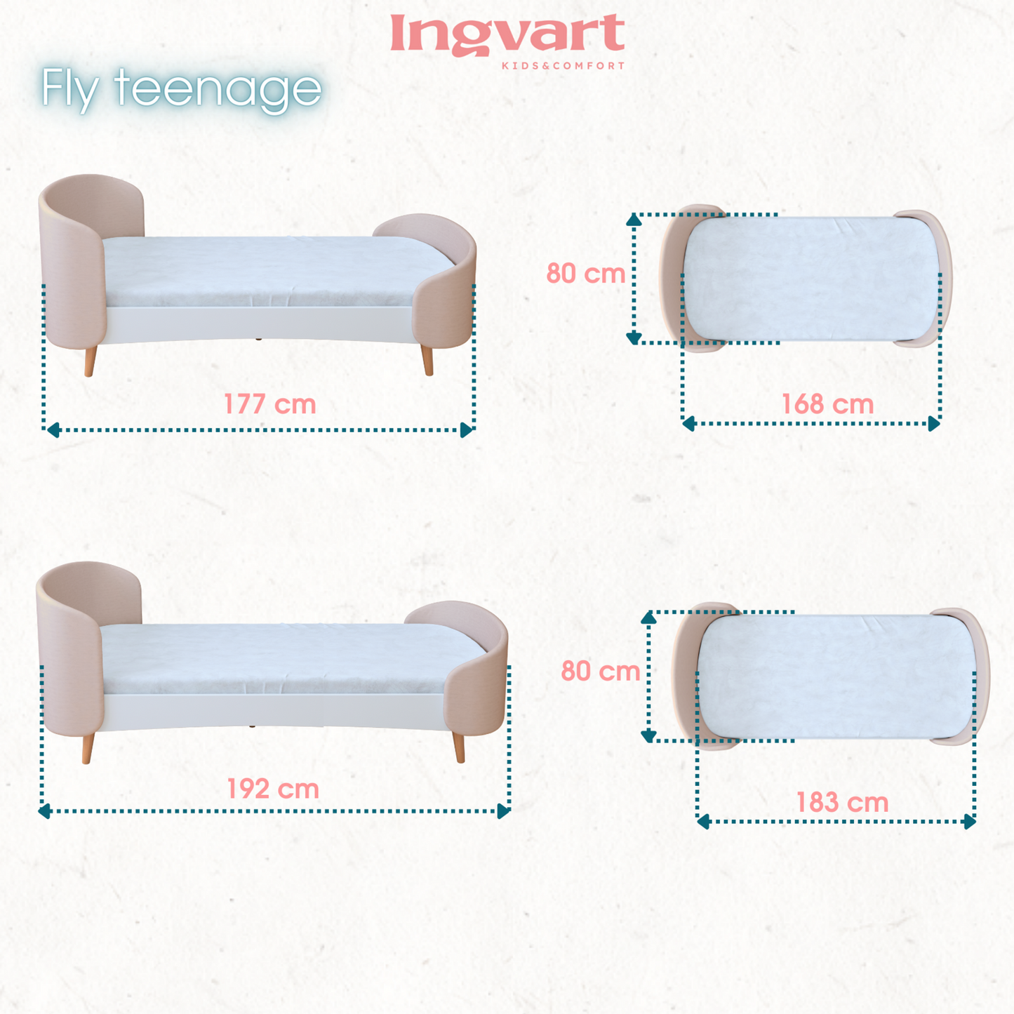 Ovāla bērnu gultiņa Transformers Fly Bed Velvet bēšs 66/136 cm bēšs - N1 Home