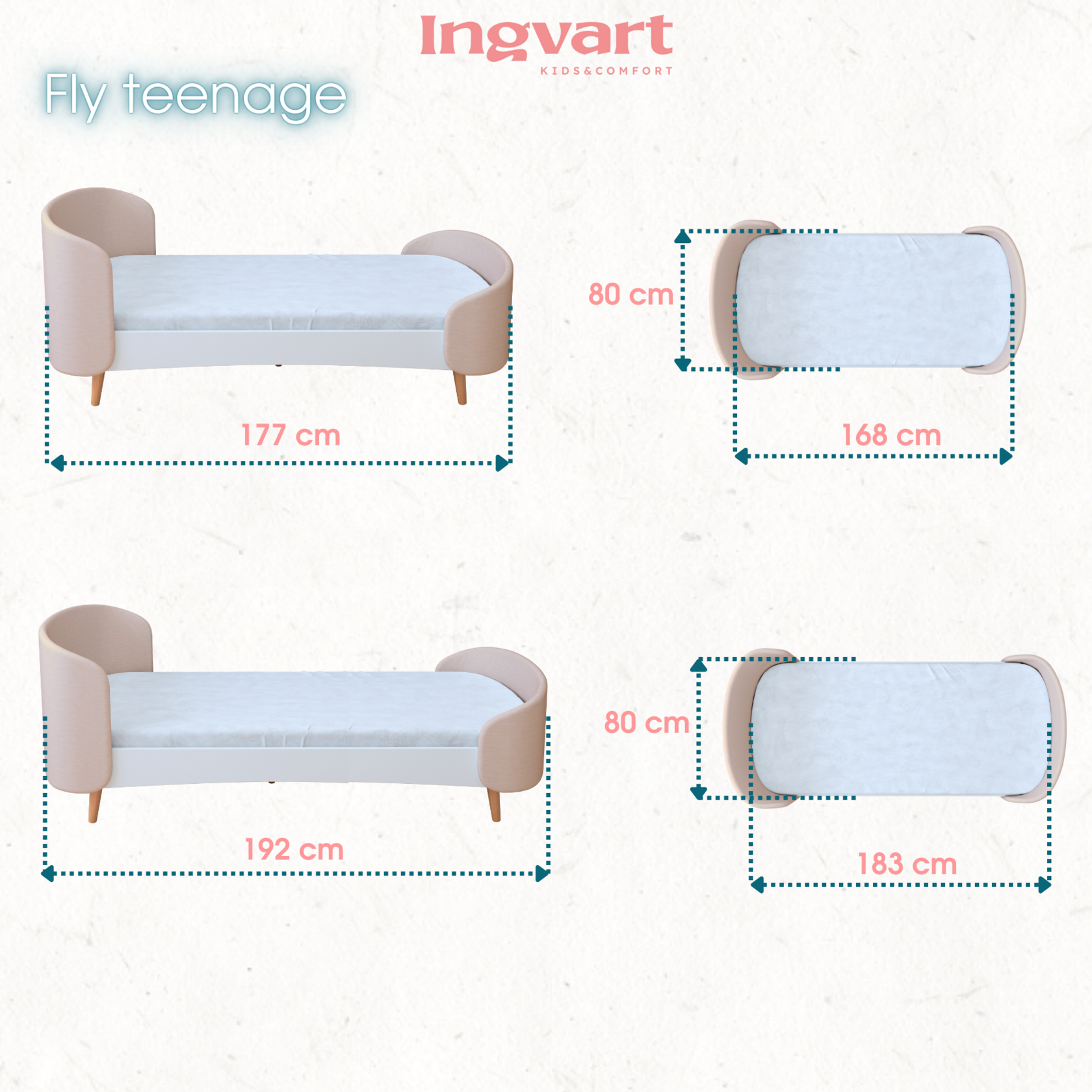 Ovāla bērnu gultiņa Transformers Fly Bed Velvet bēšs 66/136 cm bēšs - N1 Home