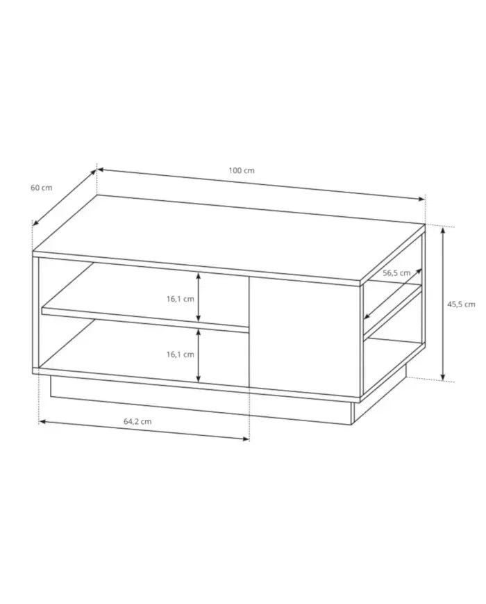 Kafijas galdiņš 3Dot 100/45,5/60 cm balts/ozols - N1 Home
