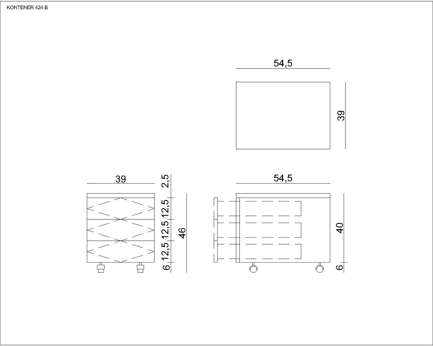 Biroja kumode Nurb 48/39/55 cm melns - N1 Home