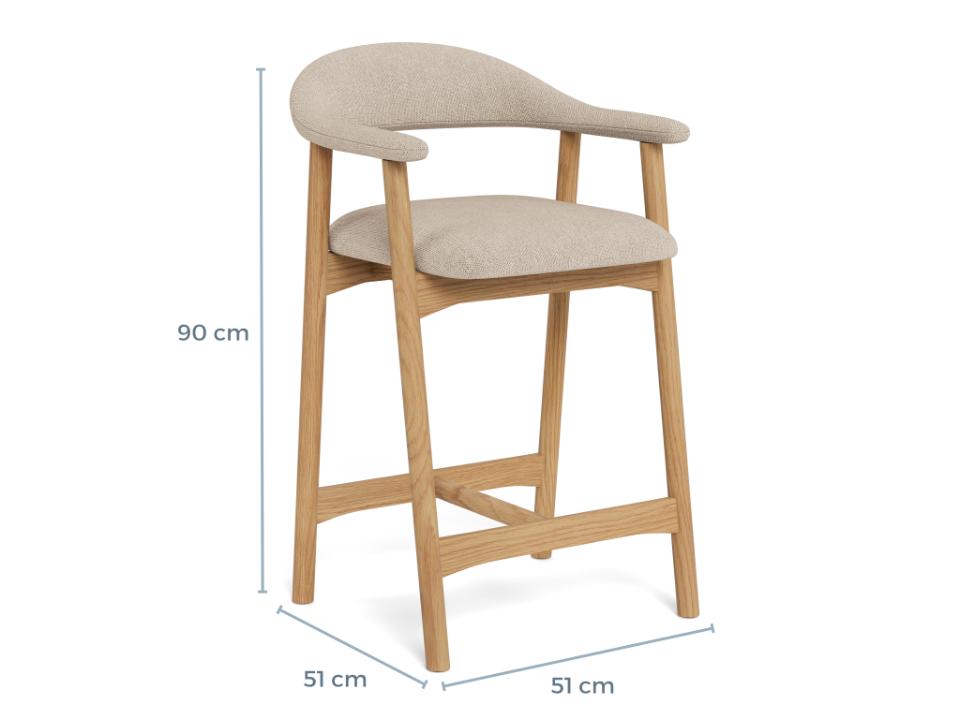 Krēsls Adder 52/52/91 cm Caso fabric sand 4 FR/gumijkoks