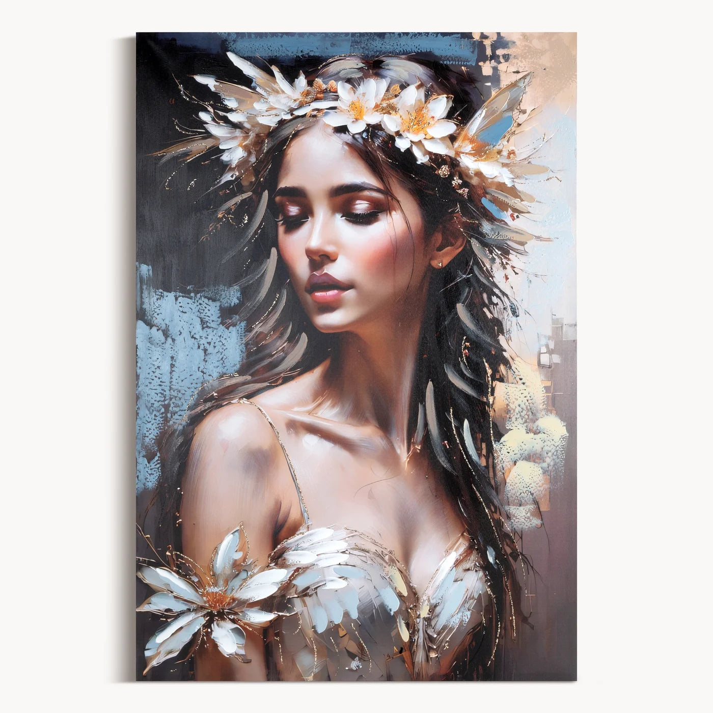 Glezna uz audekla ar rokām gleznots sievietes portrets Odri S 80/120 cm - N1 Home