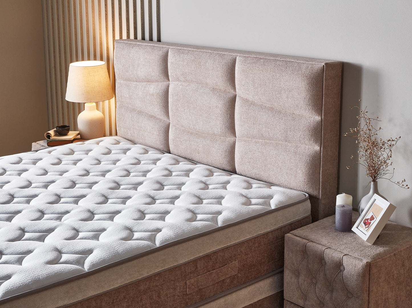 Gulta ar matraci Bambu 160/200 cm bēšs - N1 Home