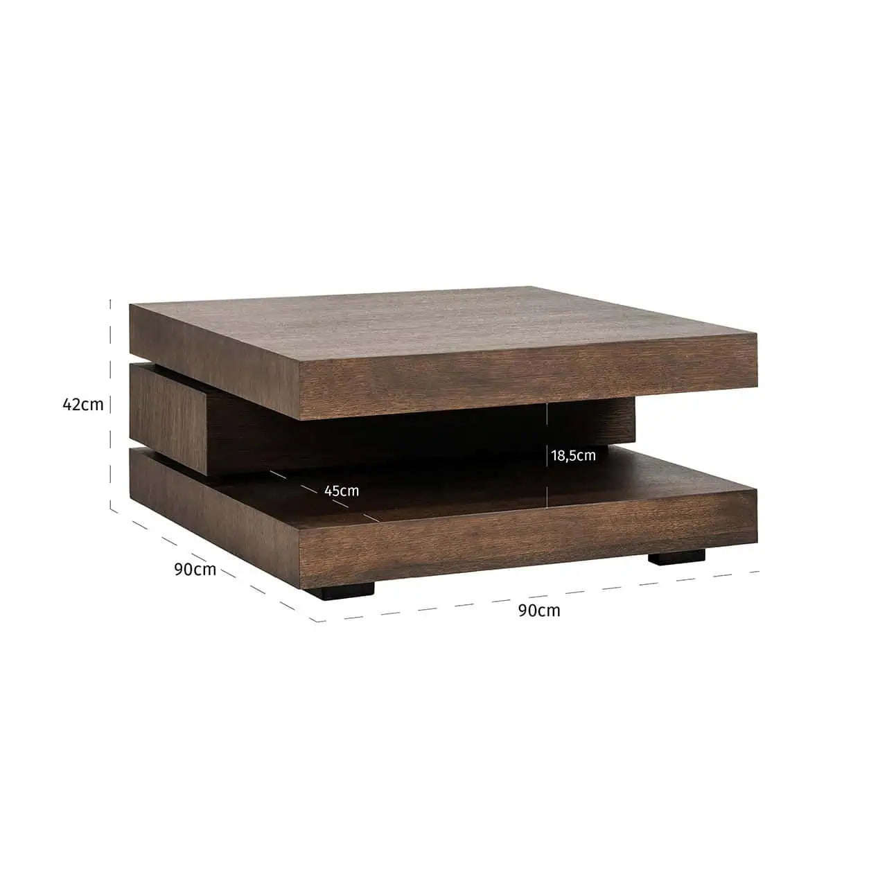 Kafijas galdiņš Oakura blok C Richmond Interiors 42/90/90 cm brūns - N1 Home