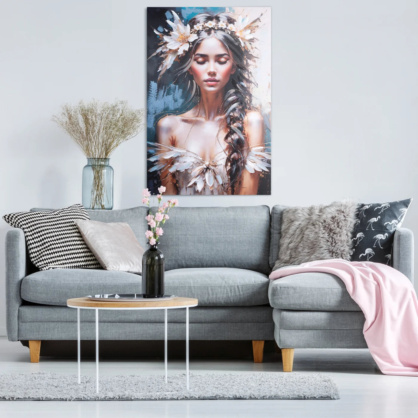 Glezna uz audekla ar rokām gleznots sievietes portrets Odri 80/120 cm - N1 Home