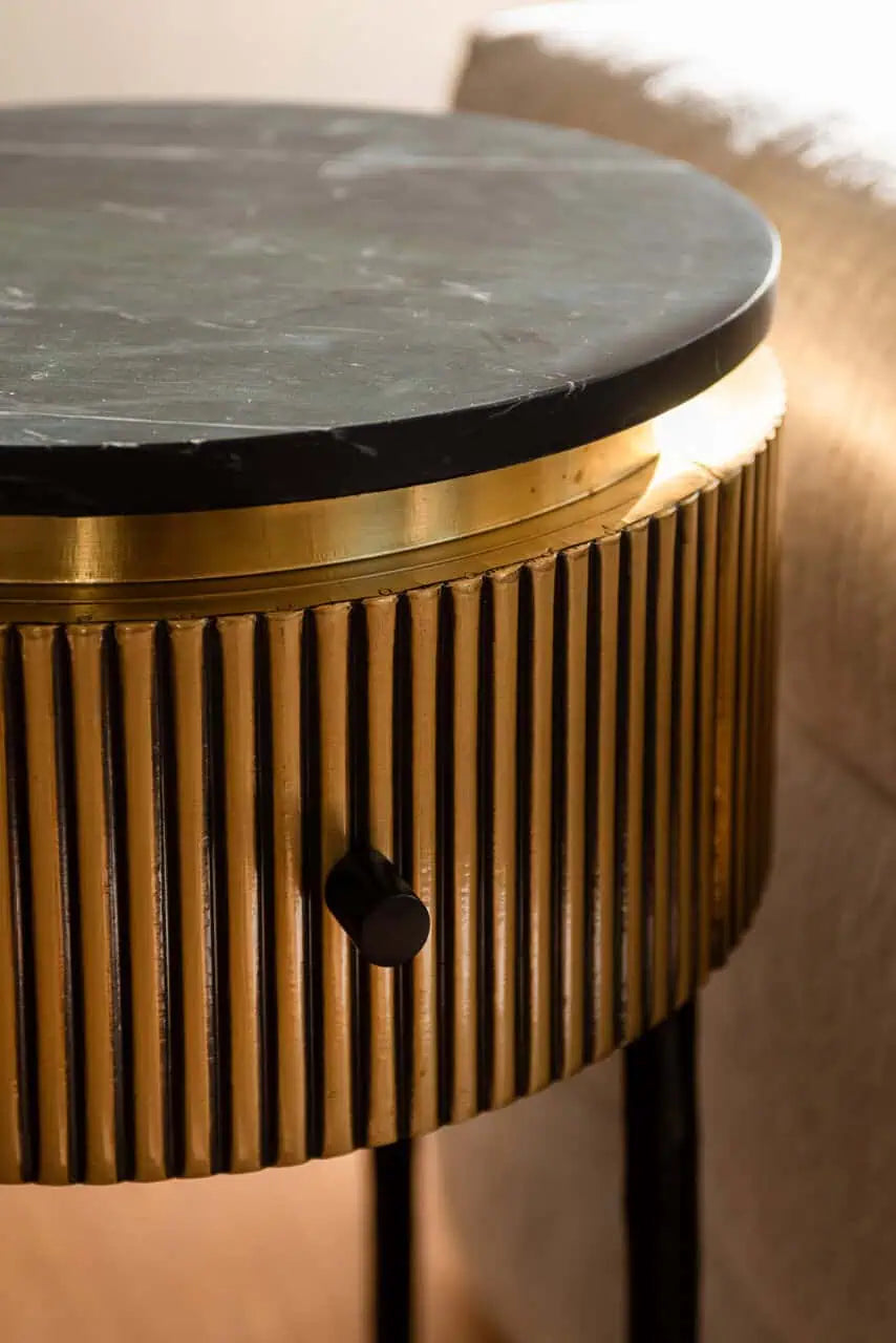 Galdiņš Ironville gold Richmond Interiors 70,5/40 cm melns marmors/zelts - N1 Home