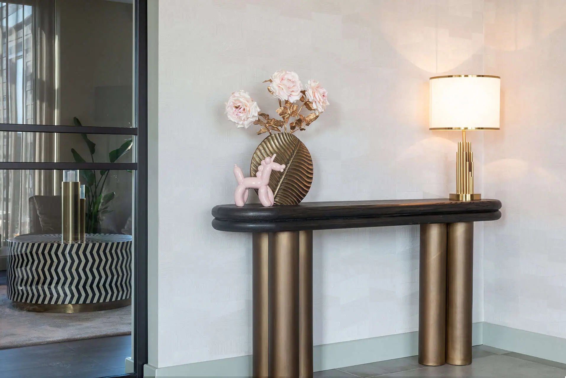 Konsole Makaron Richmond Interiors 85/160/38 cm melns rustikāls - N1 Home