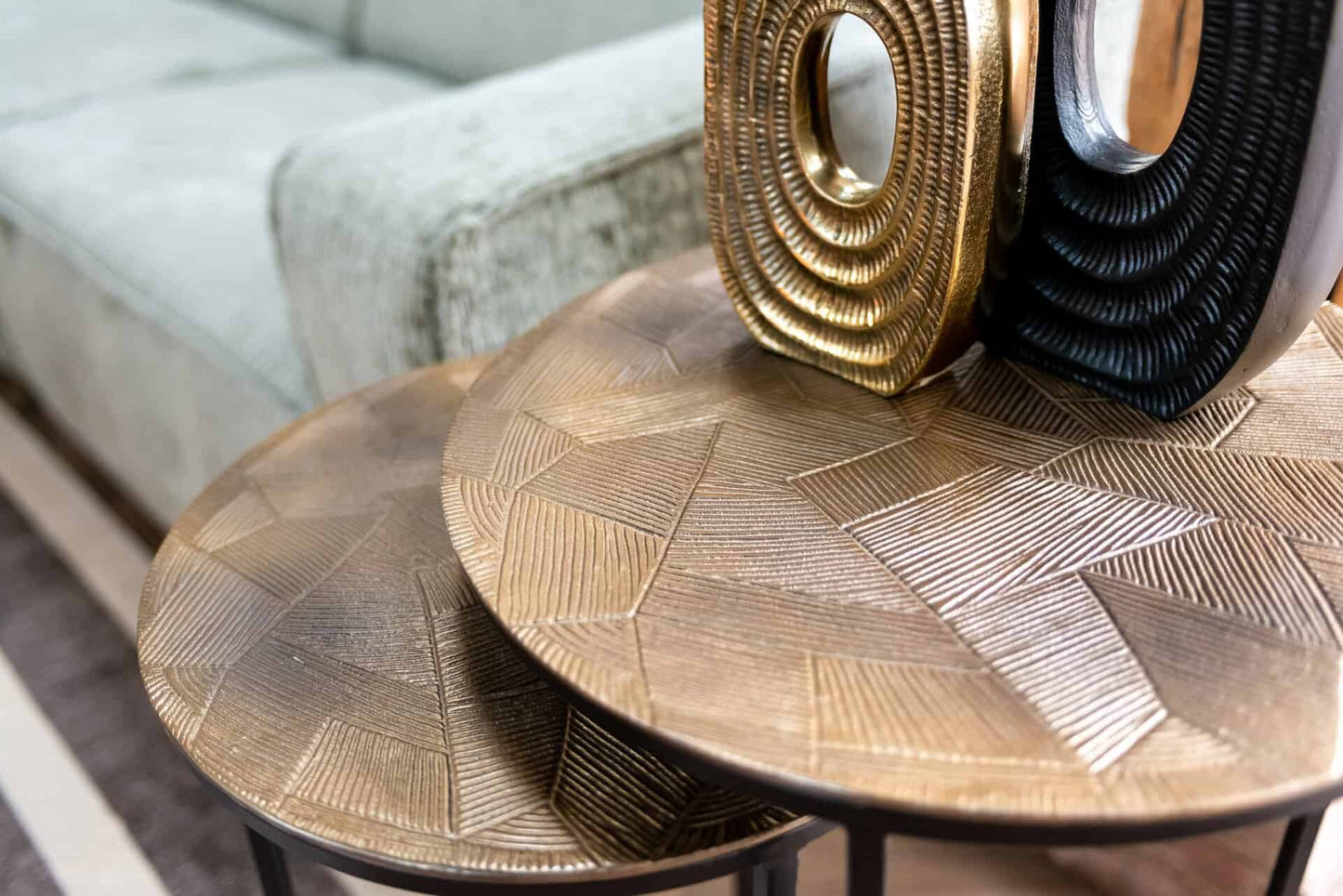 Kafijas galds Tulum (Set of 2) Richmond Interiors 43/60/43 cm brushed gold