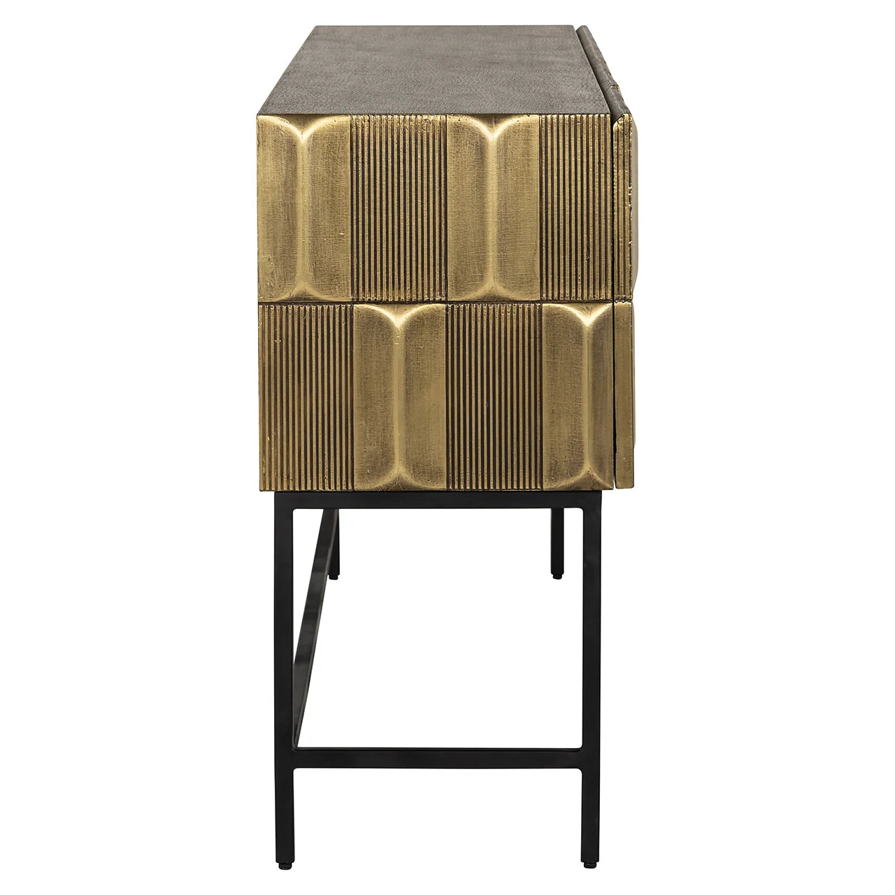 Kumode Jaxx 2 durvis 2 atvilktnes Richmond Interiors 81/160/40 cm melns/zelts - N1 Home