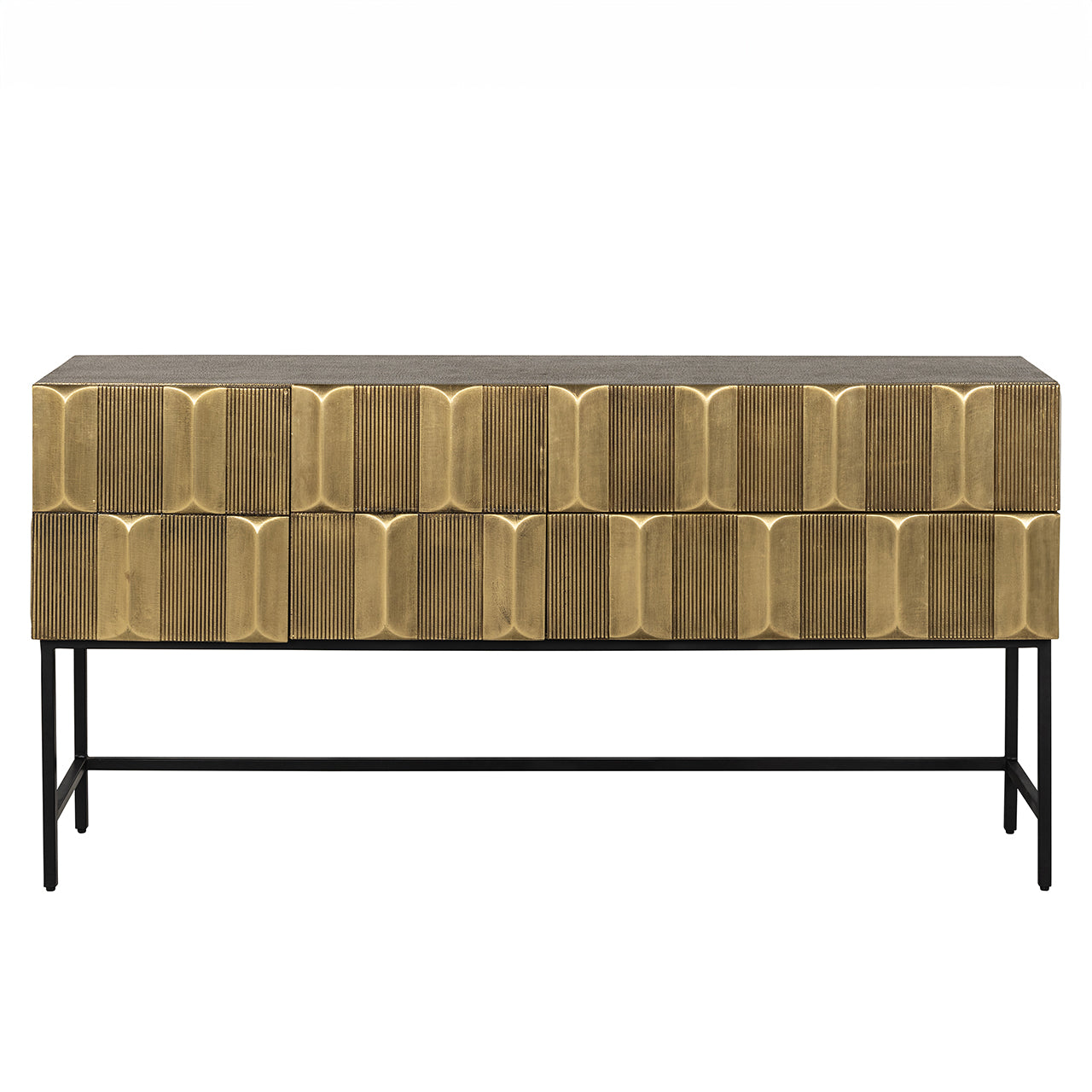 Kumode Jaxx 2 durvis 2 atvilktnes Richmond Interiors 81/160/40 cm melns/zelts - N1 Home