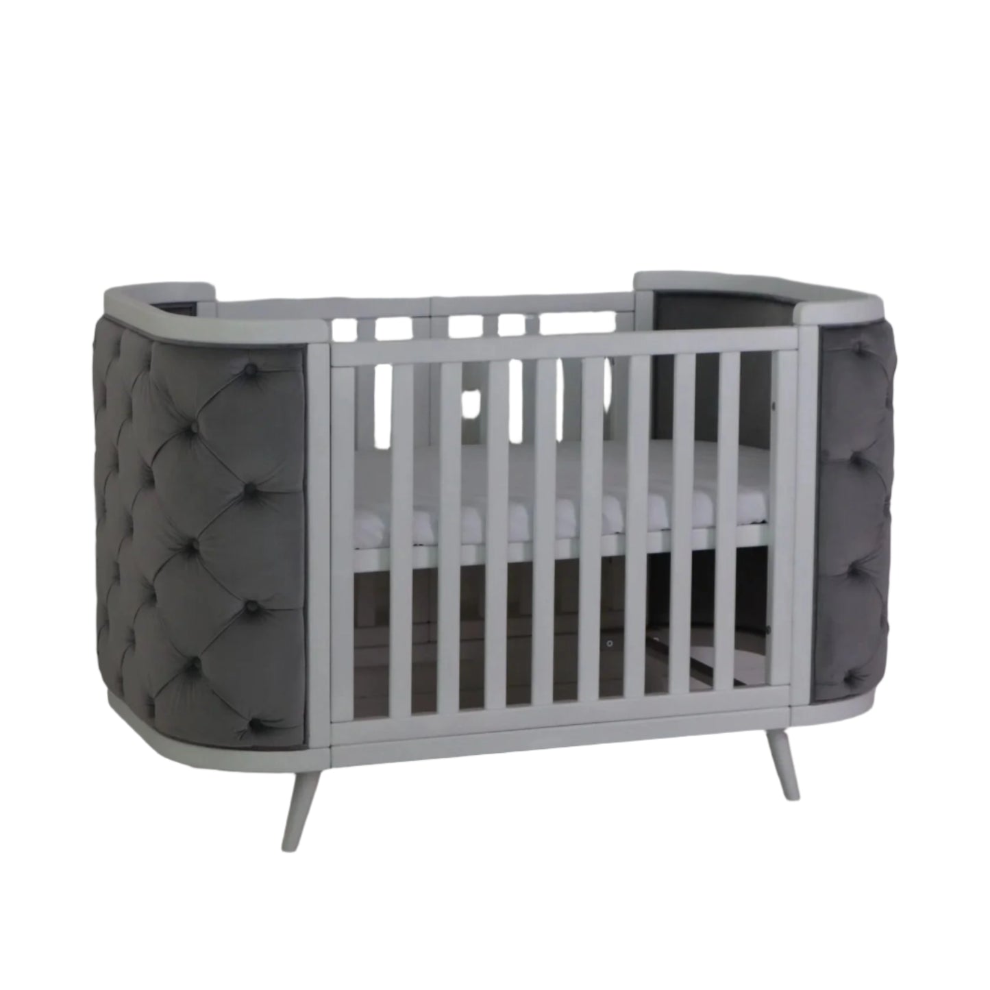 Gultiņa-transformers Boho ar kustīgu sienu 70/90-134 cm balts/pelēks velūrs - N1 Home