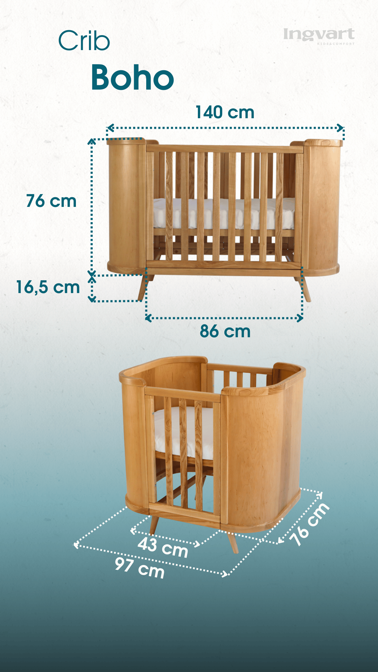Gultiņa-transformers Boho ar kustīgu sienu 70/90-134 cm balts - N1 Home
