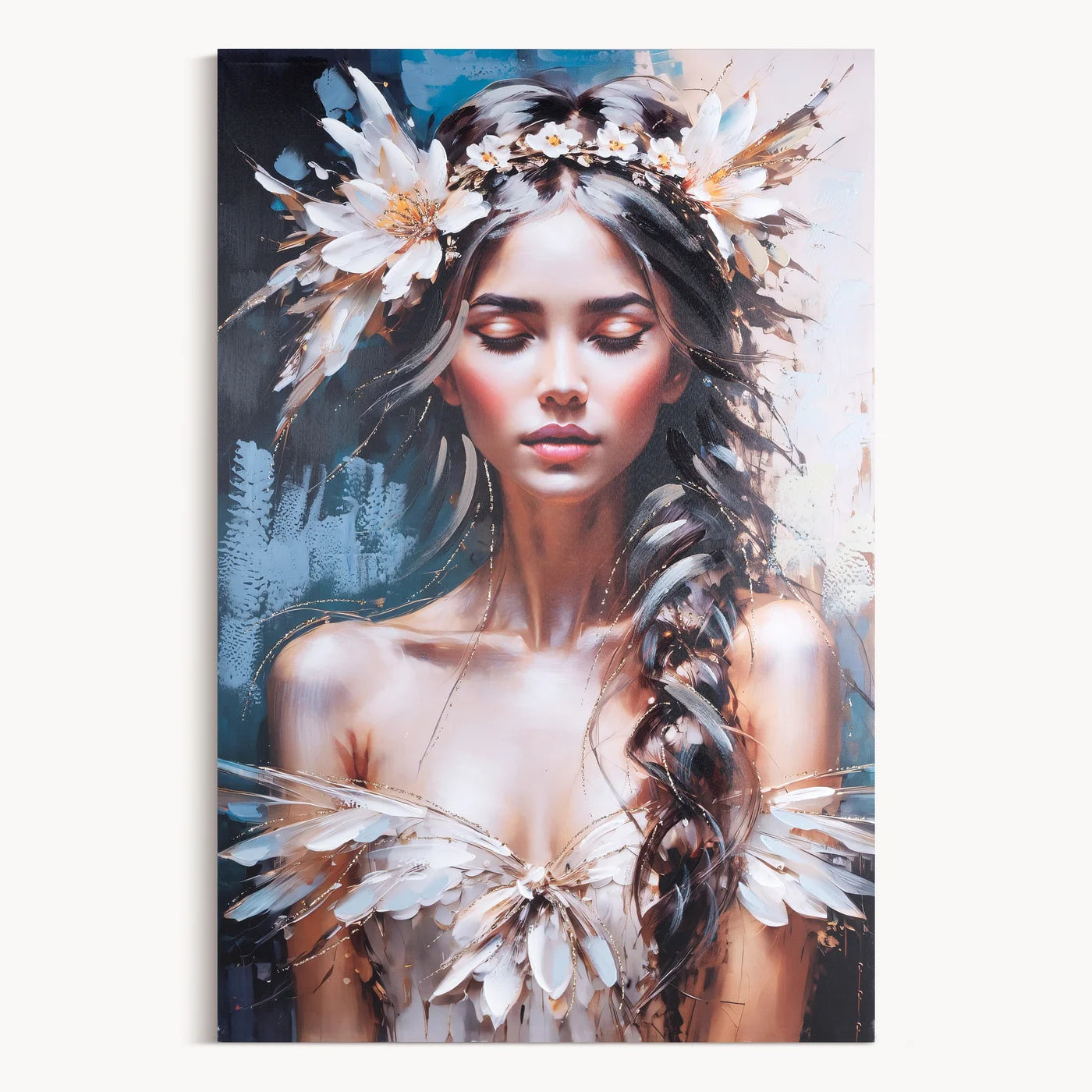 Glezna uz audekla ar rokām gleznots sievietes portrets Odri 80/120 cm - N1 Home