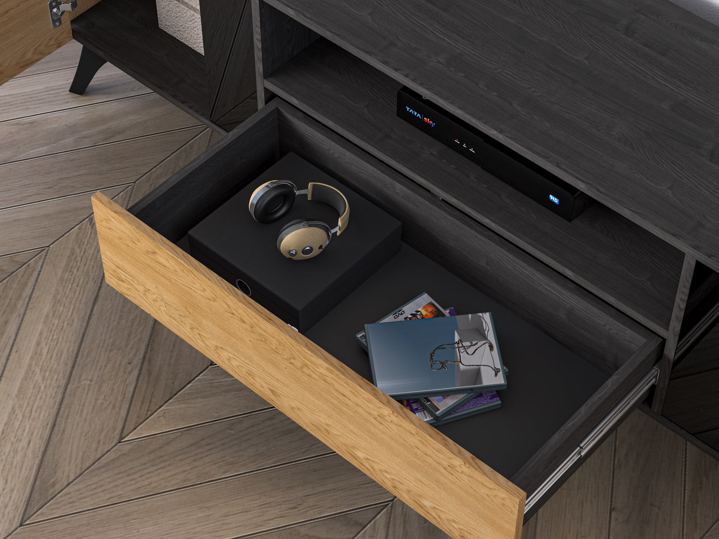 TV skapis Toskana 180/51/38 cm ozols/melns