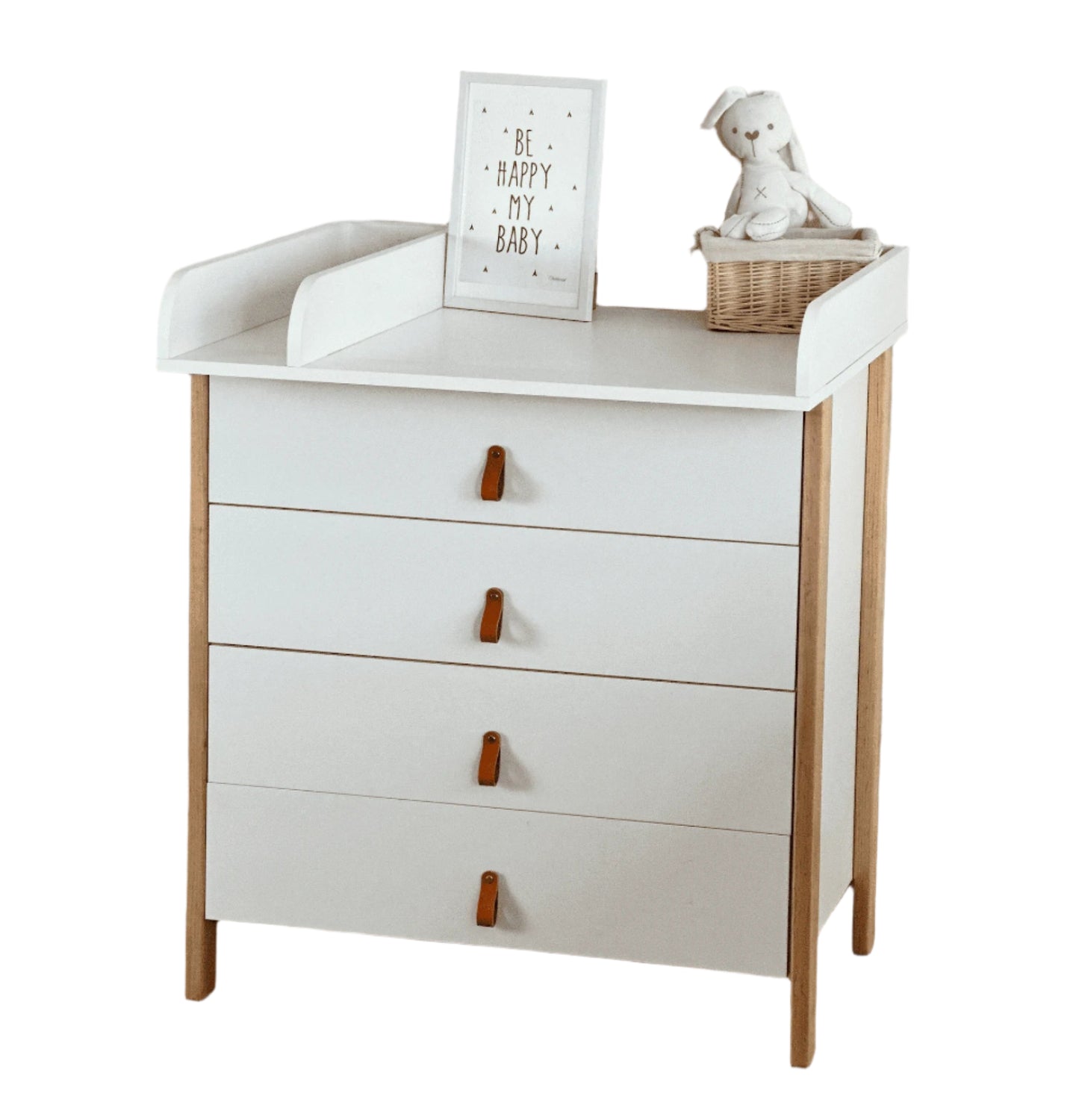 Ingvart Kumode ar Pārtinamo Galdiņu Scandi 82/80/50 cm White+Natural - N1 Home