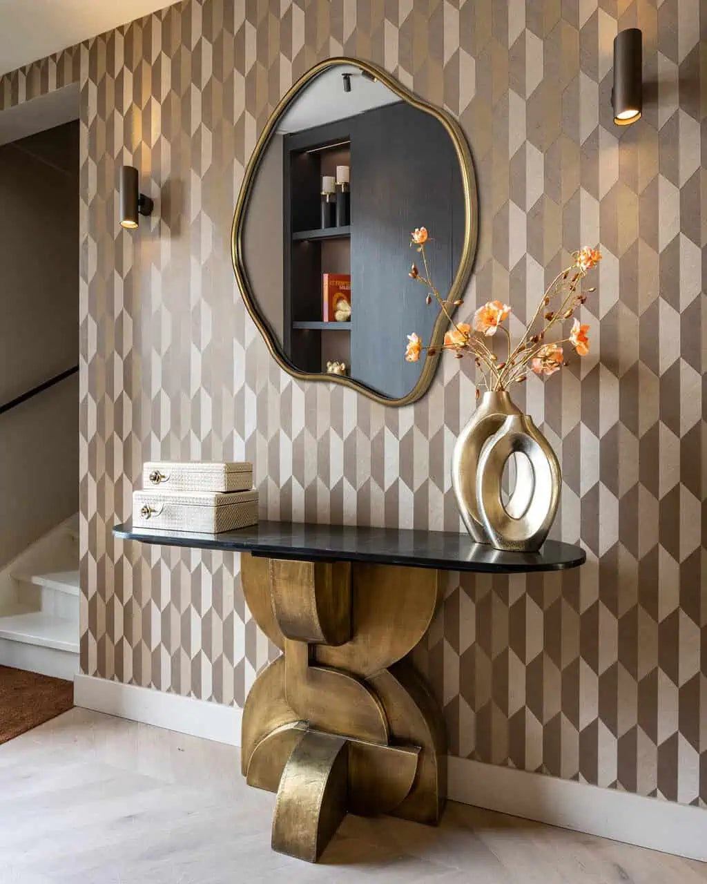 Vāze Richmond Interiors Alma small 30/19/6 cm birstēts zelts - N1 Home