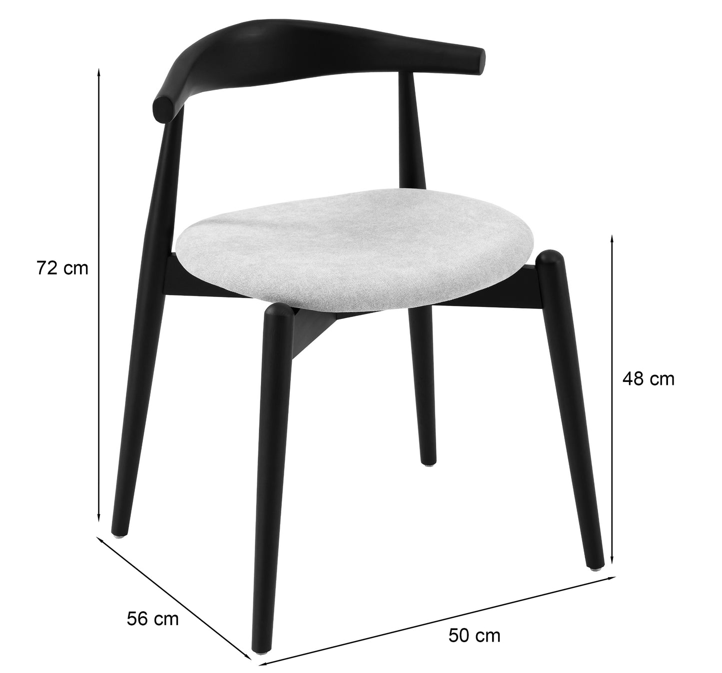 Krēsls Dine 72/50/56 cm pelēks/melns - N1 Home