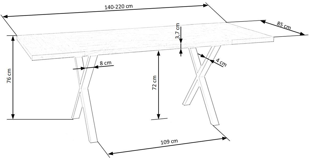 AP masīvkoks - ozols krāsa: dabisks ozols 140/85/76 cm