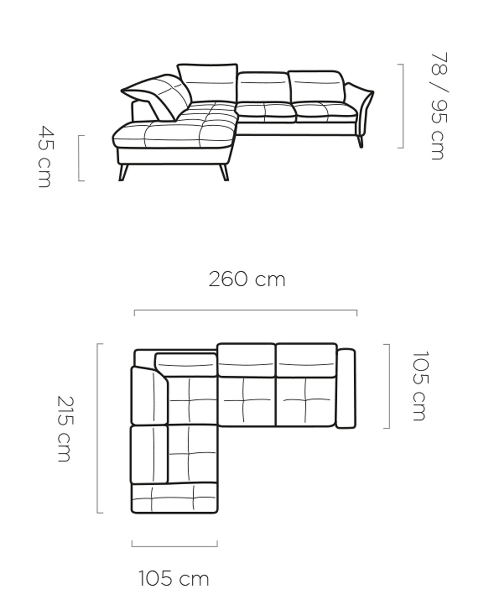 Dīvāns LP 260/105/11 cm - N1 Home