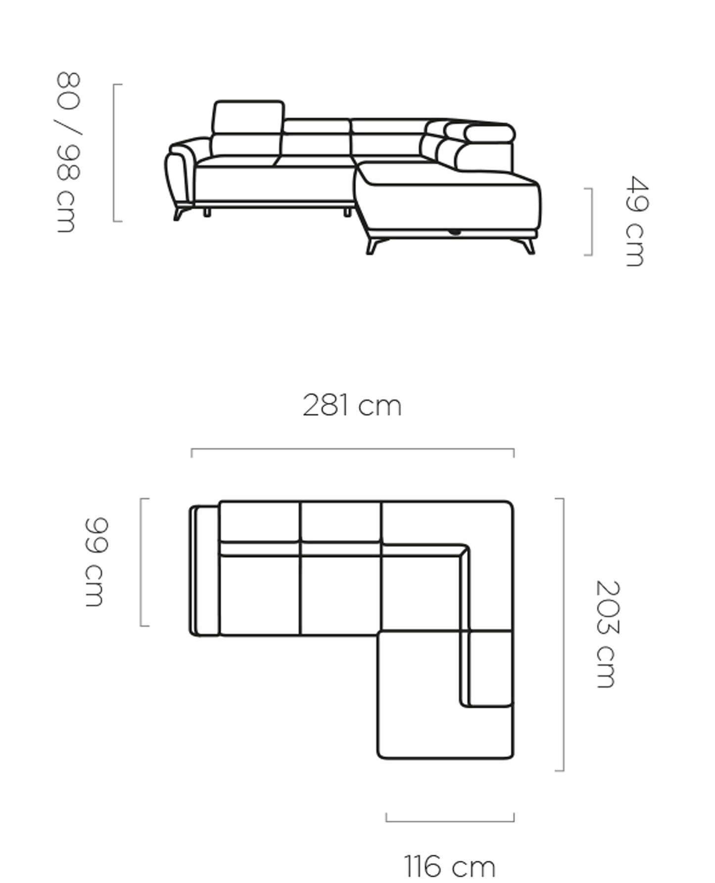 Dīvāns ALTA 281/203/99 cm - N1 Home
