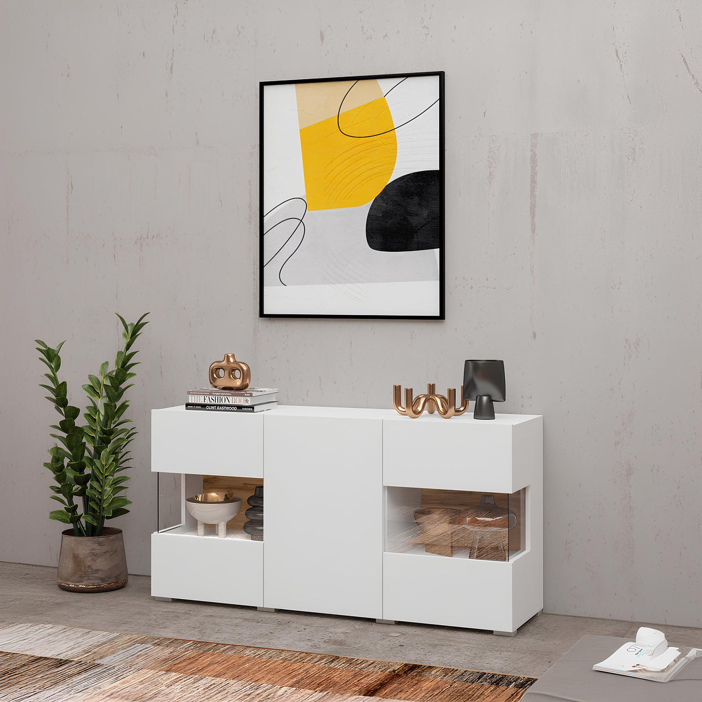 Kumode Avalon 120/35/62 cm balts/Votan ozols - N1 Home