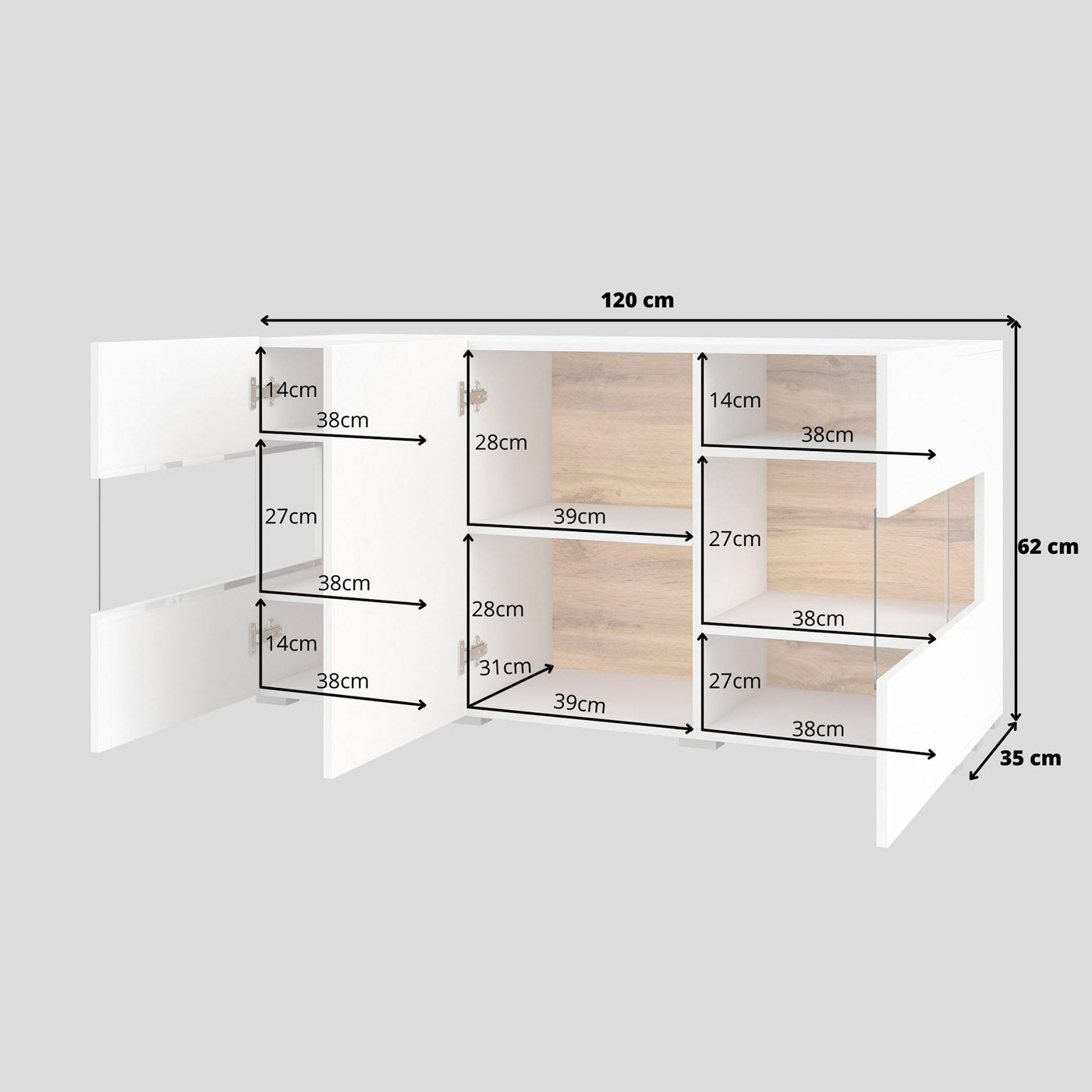 Kumode Avalon 120/35/62 cm melns onyx - N1 Home