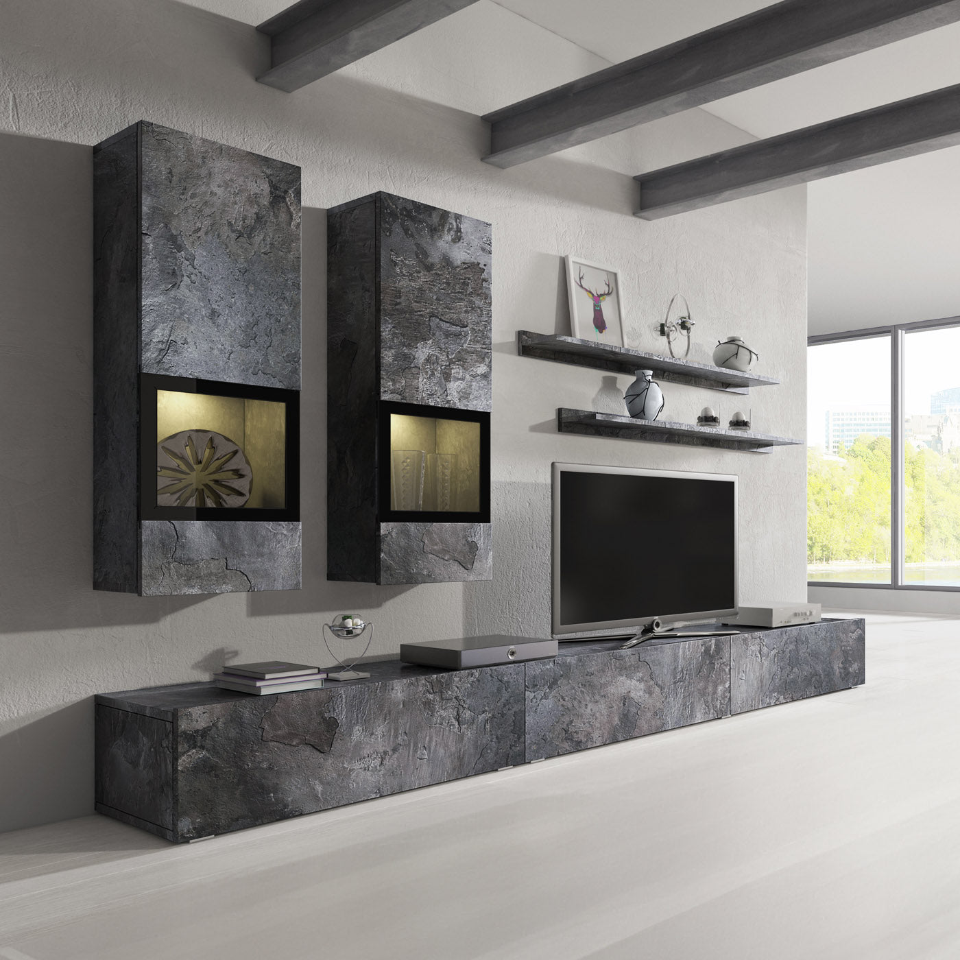 Sienas bloks Barots 270/41 cm šīferis/melns - N1 Home