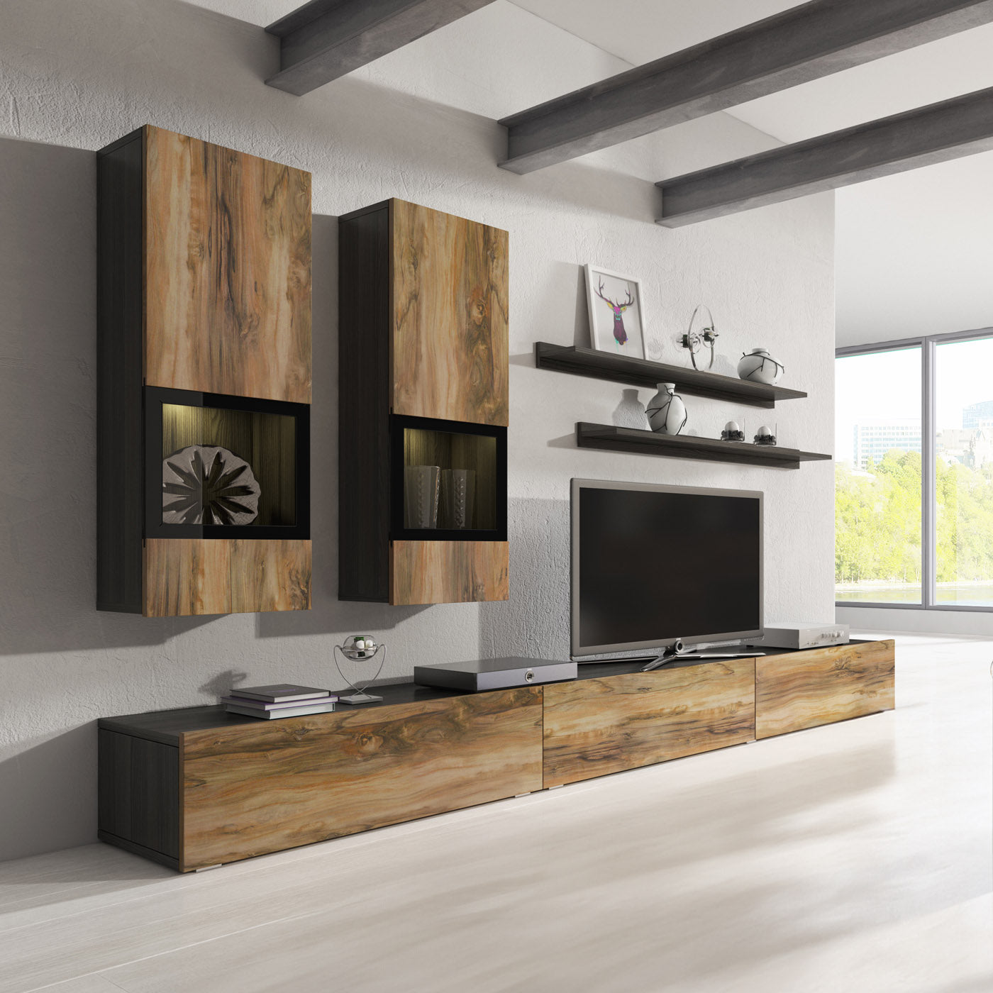 Sienas bloks Barots 270/41 cm satīna nusbaum/melns - N1 Home