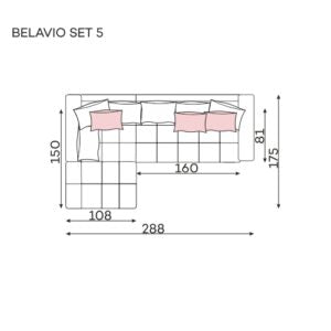 Dīvāns Belavio Befame 150-185/256-288/175-210 cm zils - N1 Home