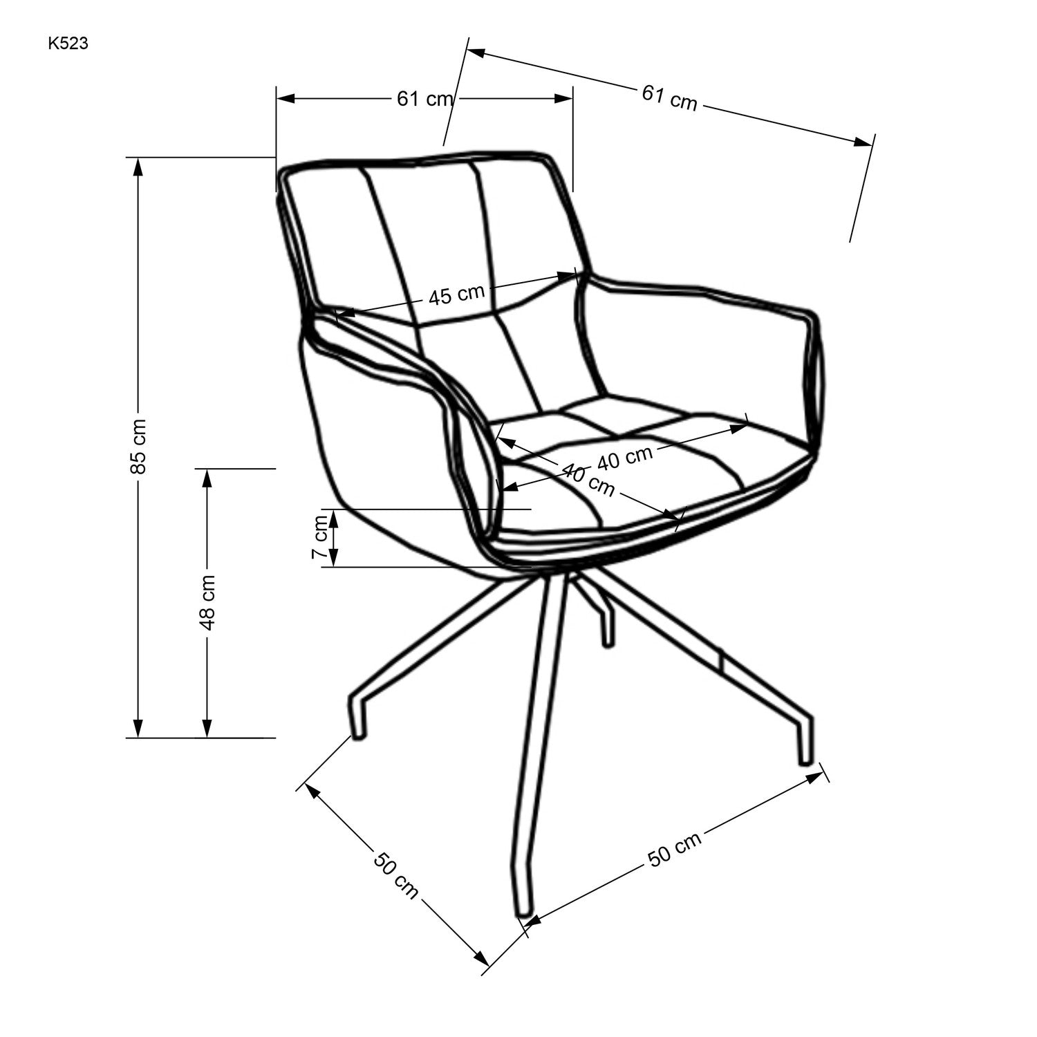 BK brūns/tumši brūns krēsls 61/61/85/48 cm