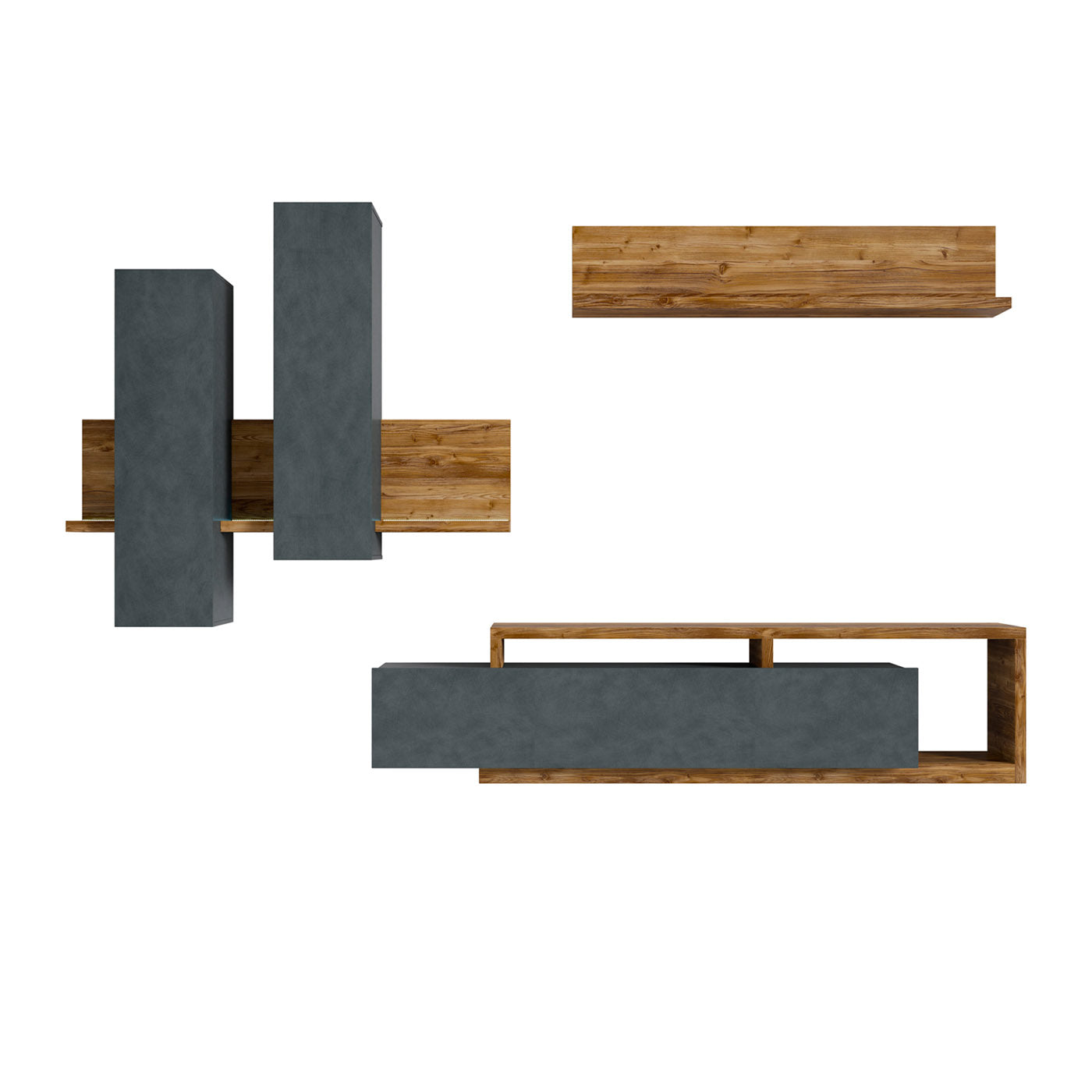 Sienas bloks Botes 219+/52/200 cm ābols/betons - N1 Home