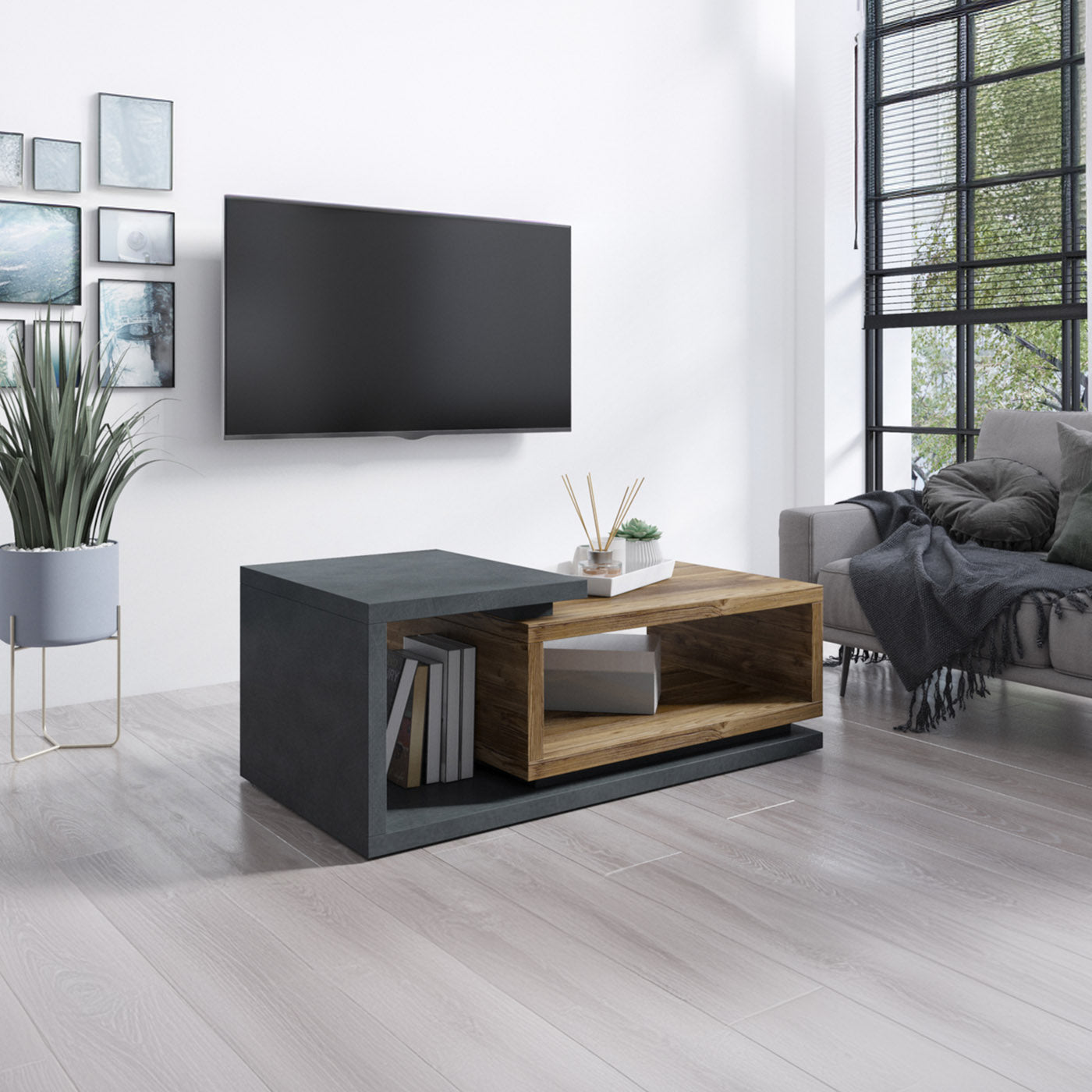 Kafijas galds Botas 120/60/40 cm ābele/egle - N1 Home