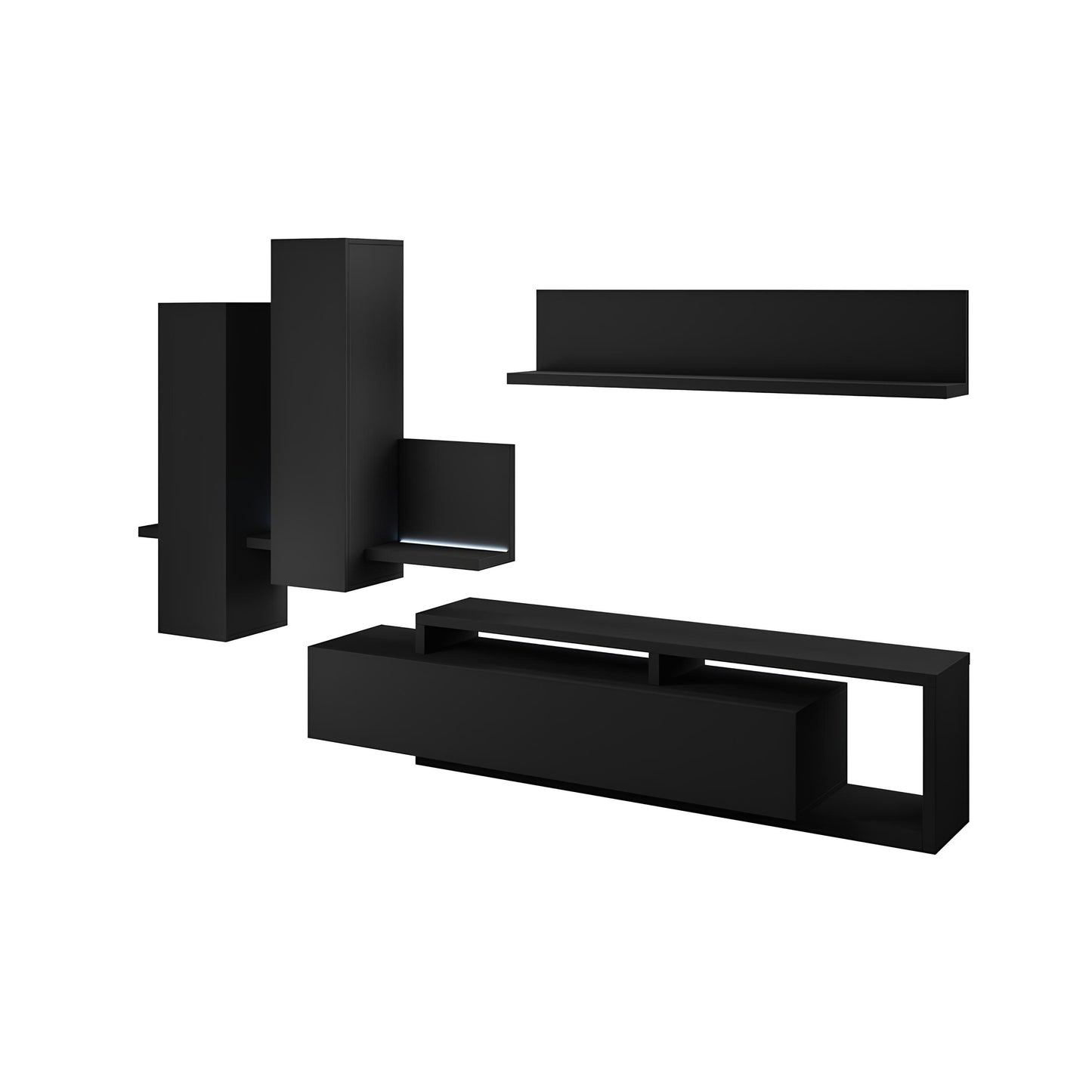 Sienas bloks Botes 219+/52/200 cm melns supermatēts - N1 Home