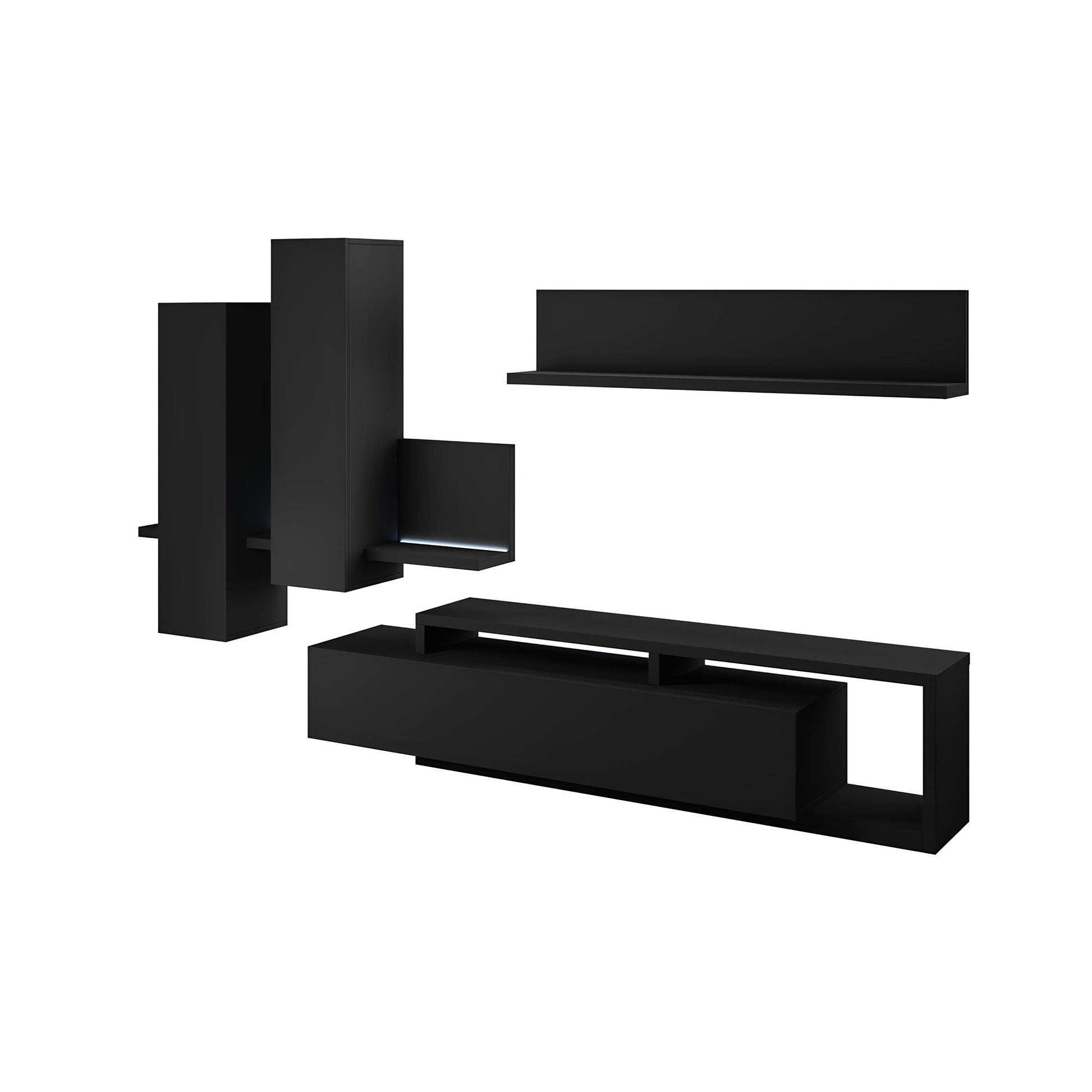 Sienas bloks Botes 219+/52/200 cm melns supermatēts - N1 Home