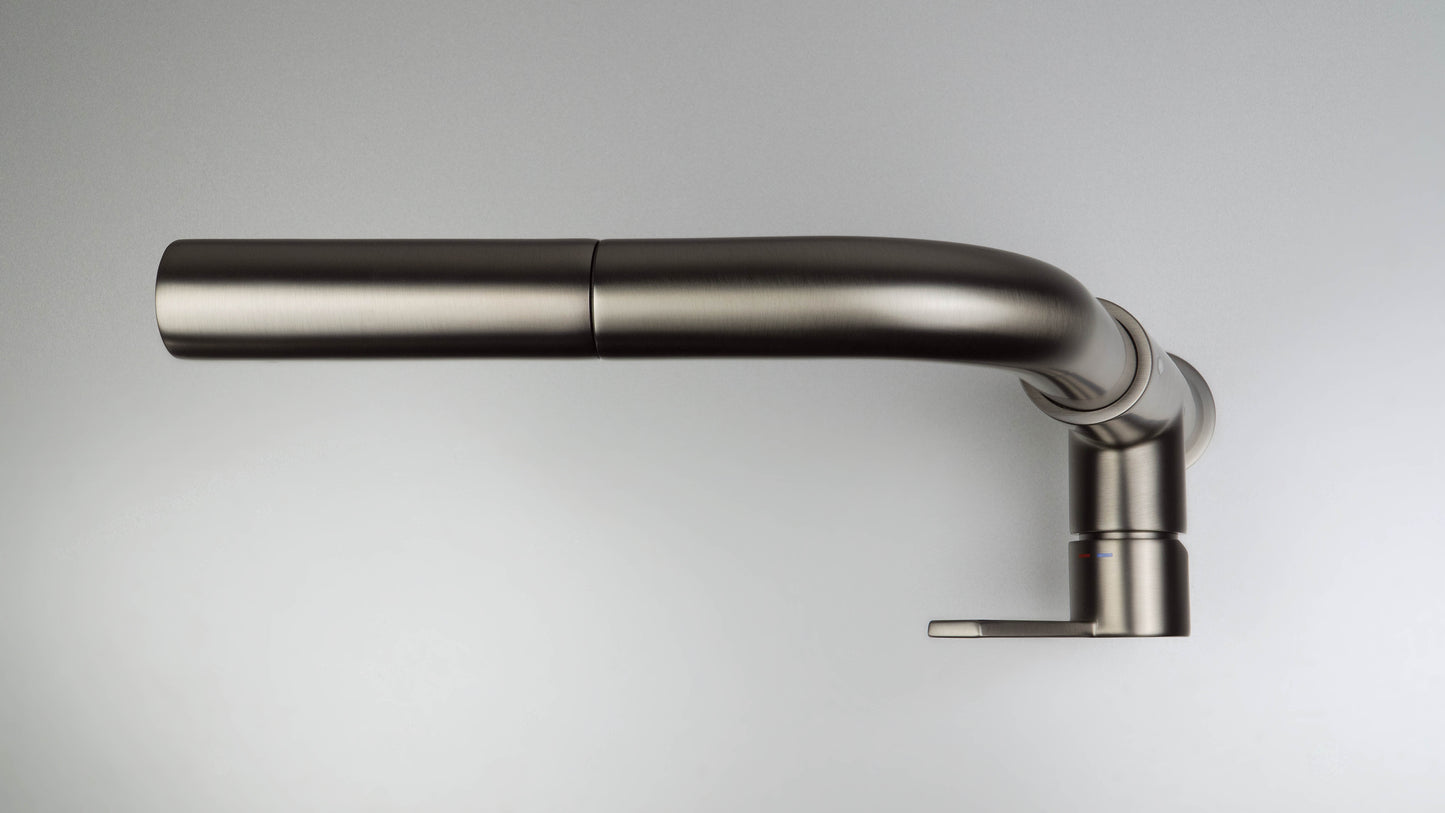 Virtuves jaucējkrāns ar izvelkamu snīpi Silia 253 mm titanium - N1 Home