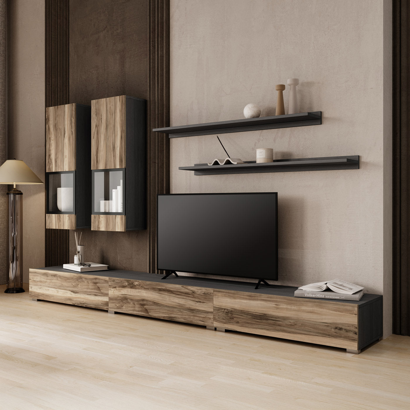 Sienas bloks Barots 270/41 cm satīna nusbaum/melns - N1 Home