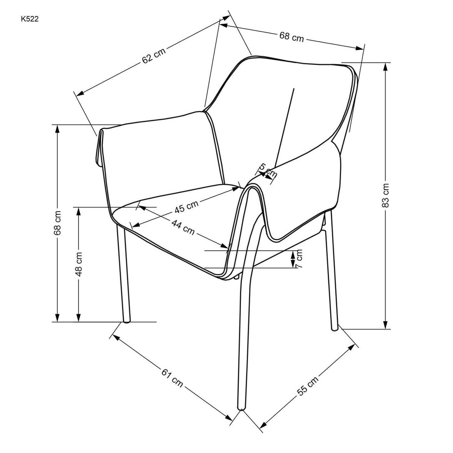 CG pelēks krēsls 68/32/83/48 cm