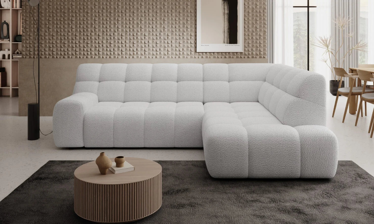 Dīvāns Cooku L 267/207/86 cm balts - N1 Home