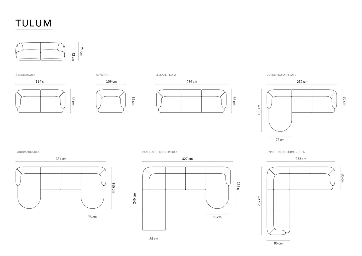 Dīvāns  Cosmopolitan Design Tulum 184x85x74 pelēks - N1 Home