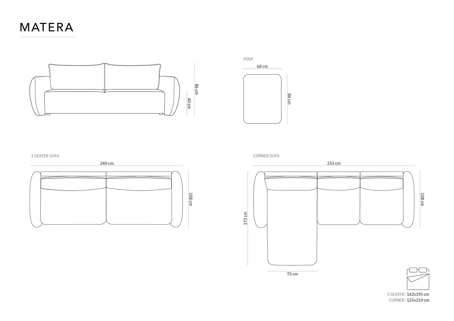 Dīvāns Cosmopolitan Design Matera 190x62x16 cm bēšs - N1 Home